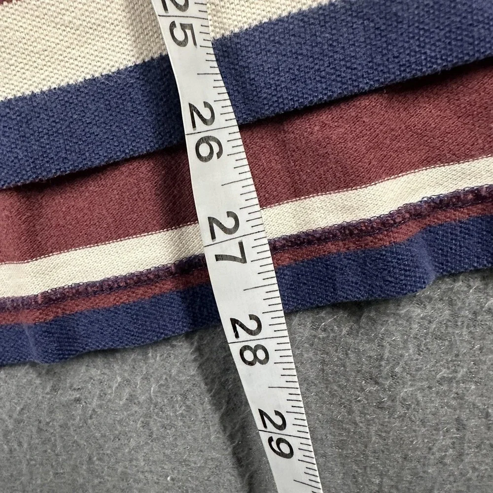 Polo Ralph Lauren Polo Shirt Mens Large Navy Burgundy Stripe Pony‎ Logo Cotton